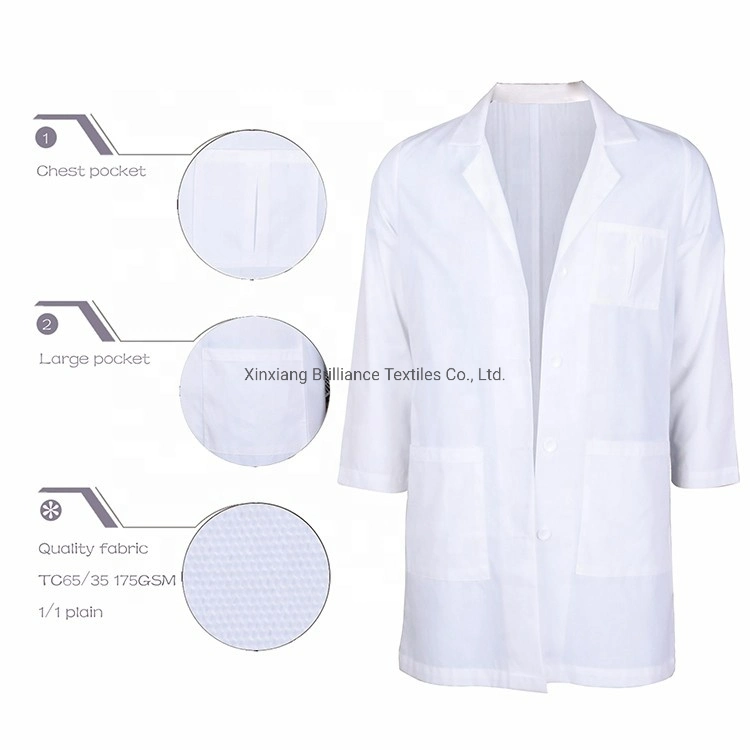Widely Used Durable Cheap Waterproof Soil Release Lab White Coat