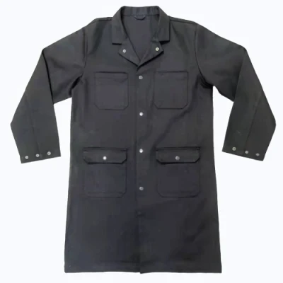 Original Factory Schwarzer Mantel für Arzt, Krankenschwester, schwarze Tuniken, Overalls, schützende Arbeitskleidung, Labor, schwarzer Fr-Mantel